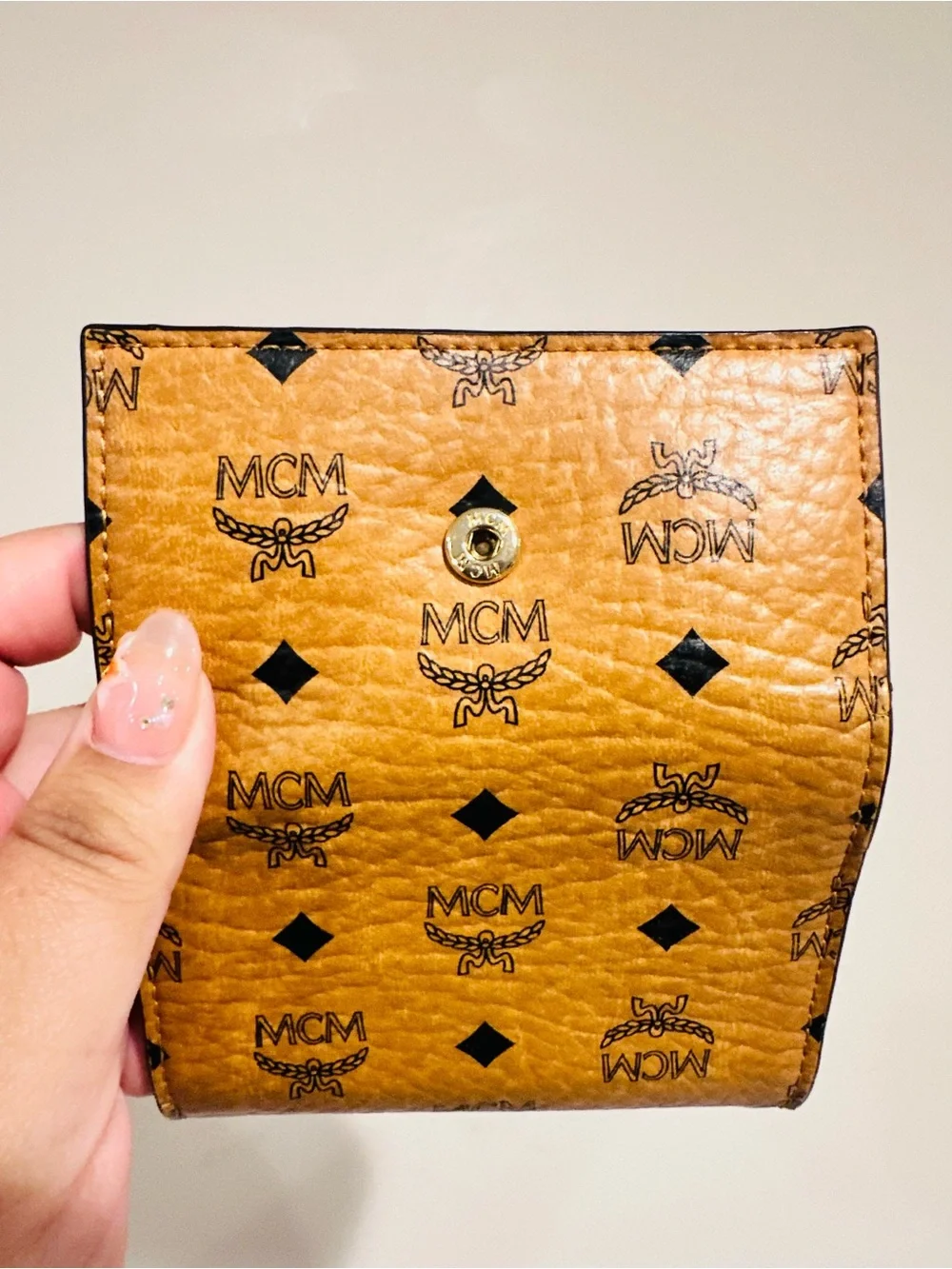 MCM Cognac Monogram Leather Key-holder